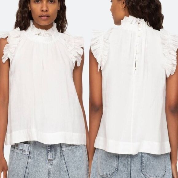 Sea New York Ramie Flutter Sleeve Top In White - Picture 1 of 8